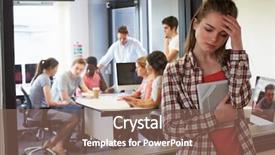  Presentation with waiting - Amazing PPT theme having female student waiting outside college backdrop and a  colored foreground