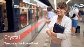  Presentation with waiting - Colorful presentation enhanced with female-student-waiting backdrop and a coral colored foreground