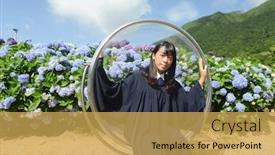  Presentation with school garden - Colorful PPT theme enhanced with female-student-wearing-a-gown backdrop and a yellow colored foreground