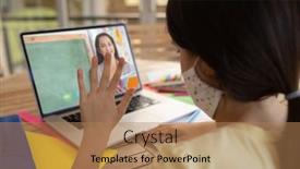  Presentation with distance learning - Amazing PPT layouts having female-student-wearing-face-mask backdrop and a coral colored foreground