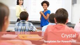  Presentation with student writing - Amazing presentation having female student writing answer backdrop and a coral colored foreground