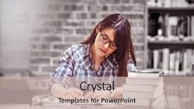  Presentation with writing notes - PPT theme with female student writing notes background and a soft green colored foreground