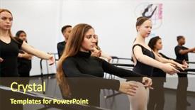  Presentation with performing arts - PPT theme consisting of female students at performing arts background and a tawny brown colored foreground