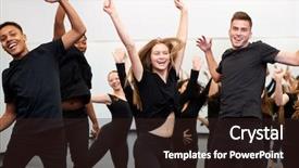  Presentation with performing arts - Slide set featuring female students at performing arts background and a wine colored foreground