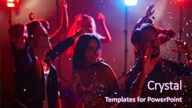  Presentation with dancing - Audience pleasing presentation design consisting of female students dancing at graduation backdrop and a wine colored foreground