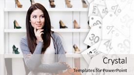  Presentation with consumerism - Amazing presentation theme having female stylish shoes clearance backdrop and a  colored foreground