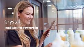  Presentation with hairdressing salon - Audience pleasing slide set consisting of female-stylist-or-business-owner backdrop and a coral colored foreground