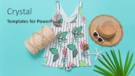  Presentation with blue floral - Amazing presentation theme having female-summer-floral-palm-monstera backdrop and a arctic colored foreground