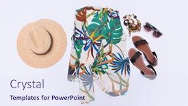  Presentation with floral - Presentation theme enhanced with female-summer-floral-palm-monstera background and a sky blue colored foreground