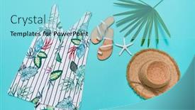  Presentation with blue floral - Amazing presentation design having female-summer-floral-palm-monstera backdrop and a arctic colored foreground