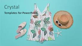  Presentation with blue floral - Presentation theme consisting of female-summer-floral-palm-monstera background and a arctic colored foreground