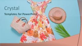  Presentation with blue floral - Cool new PPT theme with female-summer-floral-palm-monstera backdrop and a light blue colored foreground
