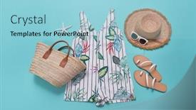  Presentation with blue floral - Presentation with female-summer-floral-palm-monstera background and a light blue colored foreground