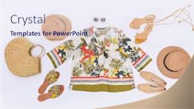  Presentation with blue floral - Presentation theme having female-summer-floral-palm-monstera background and a sky blue colored foreground