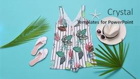  Presentation with blue floral - Amazing presentation theme having female-summer-floral-palm-monstera backdrop and a light blue colored foreground