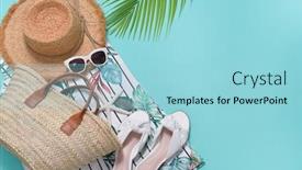  Presentation with blue floral - Slides featuring female-summer-floral-palm-pattern background and a light blue colored foreground