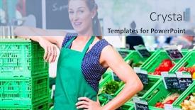  Presentation with court clerk - Cool new slide set with female-supermarket-clerk-filling-up backdrop and a light blue colored foreground