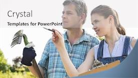  Presentation with nursery plant - Amazing slide deck having female supervisor explaining something to gardener at plant nursery backdrop and a light gray colored foreground