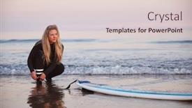  Presentation with leash - Slide set consisting of female-surfer-wearing-wetsuit-attaching background and a lemonade colored foreground