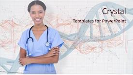  Presentation with female - Presentation theme having female surgeon against red spiral background and a lemonade colored foreground