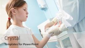  Presentation with hand surgeon - Presentation theme with female-surgeon-doctor-bandaging-child background and a mint green colored foreground