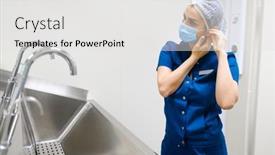  Presentation with medical worker - Amazing slide set having female-surgeon-puts backdrop and a white colored foreground