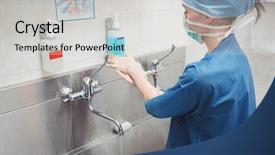  Presentation with hand surgeon - Cool new presentation with female surgeon washing her hands backdrop and a light gray colored foreground