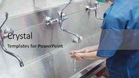  Presentation with hand surgeon - Audience pleasing slides consisting of female surgeon washing her hands backdrop and a light gray colored foreground