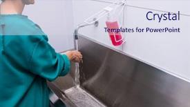  Presentation with hand surgeon - Audience pleasing slide deck consisting of female surgeon washing her hands backdrop and a sky blue colored foreground