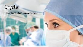  Presentation with surgical - Cool new presentation theme with female surgeon with surgical team backdrop and a light blue colored foreground