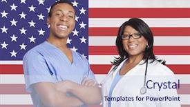  Presentation with american flag - Theme consisting of santa ponsa mallorca balearic islands background and a light blue colored foreground.