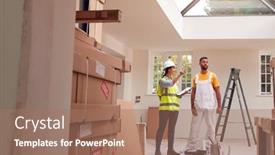  Presentation with surveyor - Amazing presentation having female-surveyor-with-clipboard-meeting backdrop and a coral colored foreground