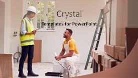  Presentation with surveyor - Beautiful theme featuring female-surveyor-with-digital-tablet backdrop and a mint green colored foreground