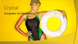  Presentation with swimmer - Slides with female-swimmer-poses background and a gold colored foreground
