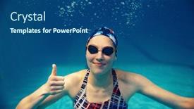  Presentation with swimmer - Presentation theme with female-swimmer-shows-thumbs-up background and a ocean colored foreground
