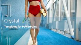  Presentation with swimmer - Slide set featuring female-swimmer-with-mask background and a teal colored foreground