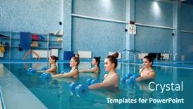  Presentation with aerobics - Presentation theme consisting of female-swimmers-group-aqua-aerobics background and a ocean colored foreground