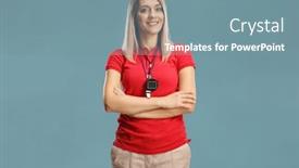  Presentation with coach - PPT theme with female-swimming-coach background and a seafoam green colored foreground