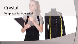  Presentation with female - Slides enhanced with female tailor isolated on the white background and a light gray colored foreground