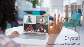  Presentation with distance learning - PPT theme with female-teacher-having-a-video background and a lemonade colored foreground