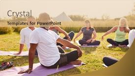  Presentation with retreat - Slide set enhanced with yurt - female teacher leading group background and a lemonade colored foreground