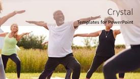  Presentation with retreat - Cool new slide set with yurt - female teacher leading group backdrop and a soft green colored foreground