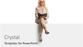  Presentation with teacher - Presentation theme featuring female-teacher-sitting background and a  colored foreground