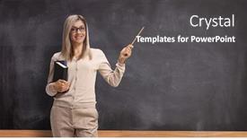  Presentation with elementary school career day and technology and black female teacher - Slides with female-teacher-standing-in-front background and a dark gray colored foreground