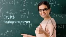  Presentation with teacher - Presentation theme enhanced with female-teacher-standing-in-front background and a ocean colored foreground