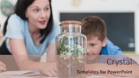  Presentation with plants growing - Slides enhanced with female-teacher-with-kids background and a coral colored foreground