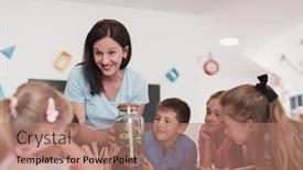  Presentation with plants growing - Slides enhanced with female-teacher-with-kids background and a coral colored foreground