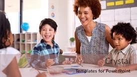  Presentation with cultural - Presentation design with female-teacher-with-multi-cultural background and a coral colored foreground
