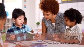  Presentation with cultural - Slide deck featuring female-teacher-with-multi-cultural background and a coral colored foreground