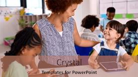  Presentation with multi cultural - PPT theme consisting of female-teacher-with-multi-cultural background and a coral colored foreground